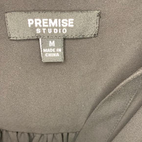 Black Deep V Popover Blouse Long Sleeves - Picture 3 of 8